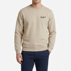 Woolrich Crewneck Sweatshirt Men’s Size L Beige Embroidered Logo Pullover